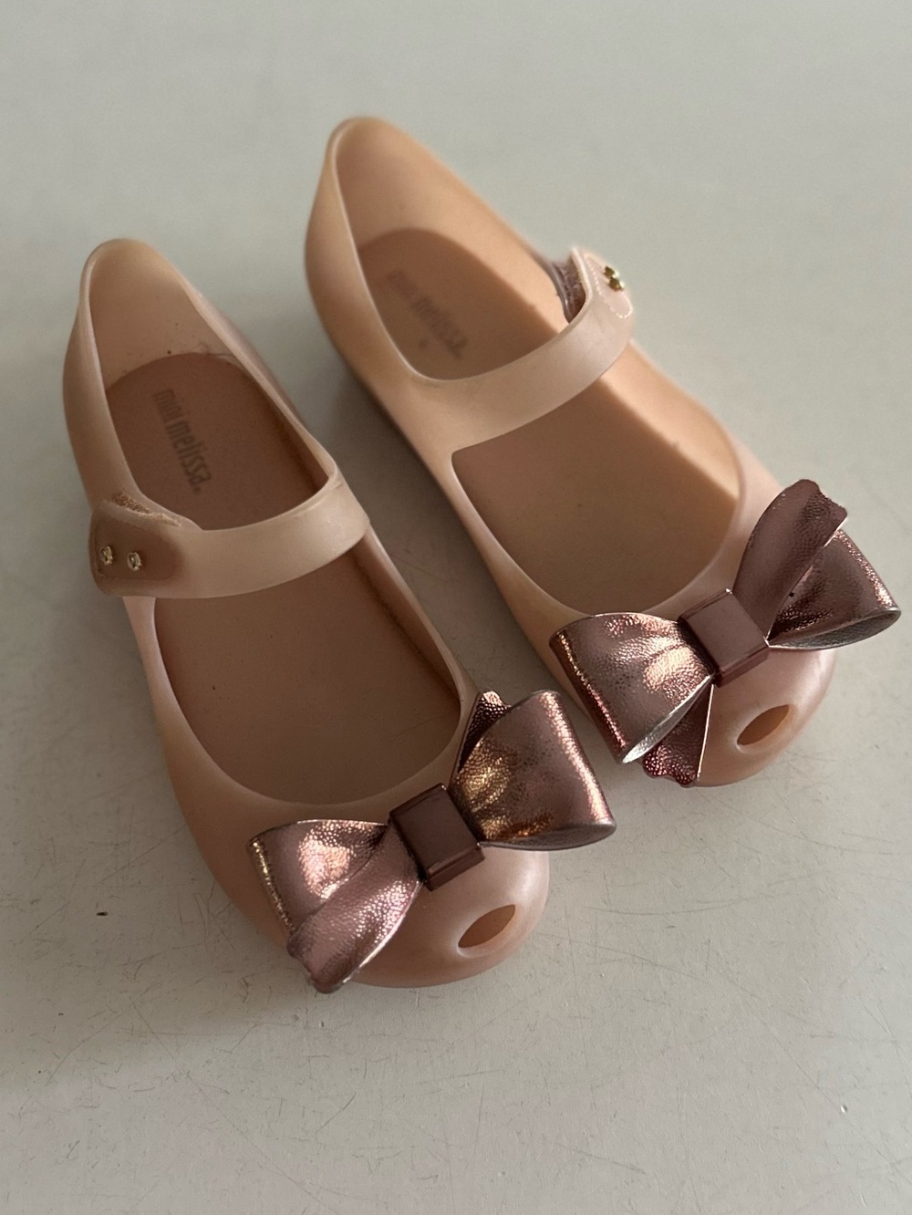 Mini Melissa Girls' Pink Bow Mary Jane Jelly Shoes | 11